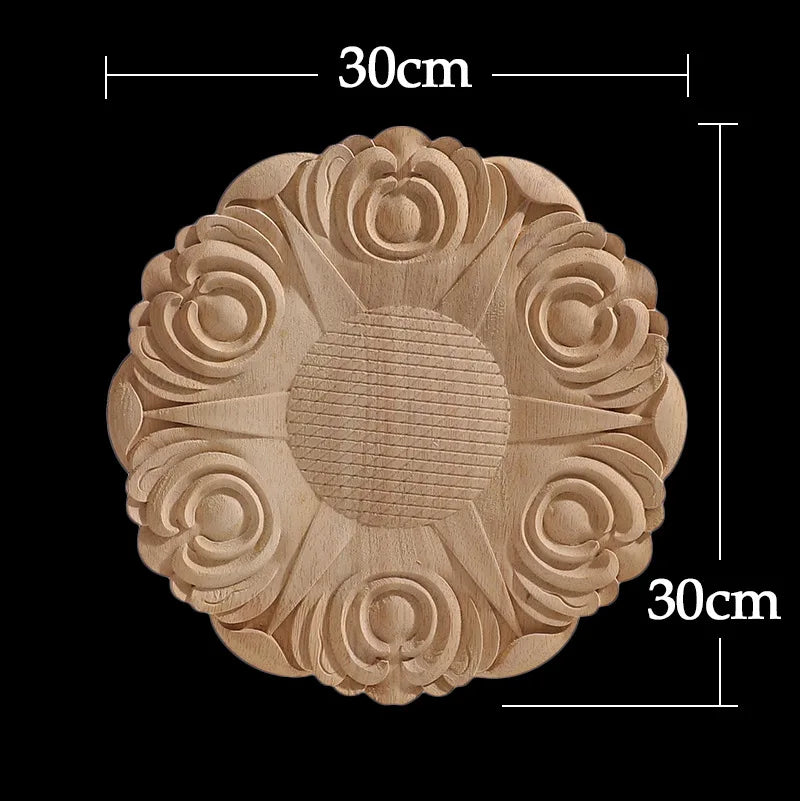 Wood Figurines Wood Frame Wood Applique Onlay Wood Decal Classical Exquisite Antique Floral Leaves Wooden Home Decoration Walls