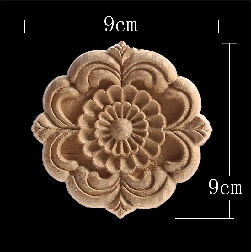 Wood Figurines Wood Frame Wood Applique Onlay Wood Decal Classical Exquisite Antique Floral Leaves Wooden Home Decoration Walls