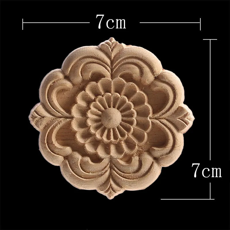 Wood Figurines Wood Frame Wood Applique Onlay Wood Decal Classical Exquisite Antique Floral Leaves Wooden Home Decoration Walls