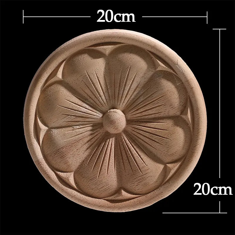 Wood Figurines Wood Frame Wood Applique Onlay Wood Decal Classical Exquisite Antique Floral Leaves Wooden Home Decoration Walls