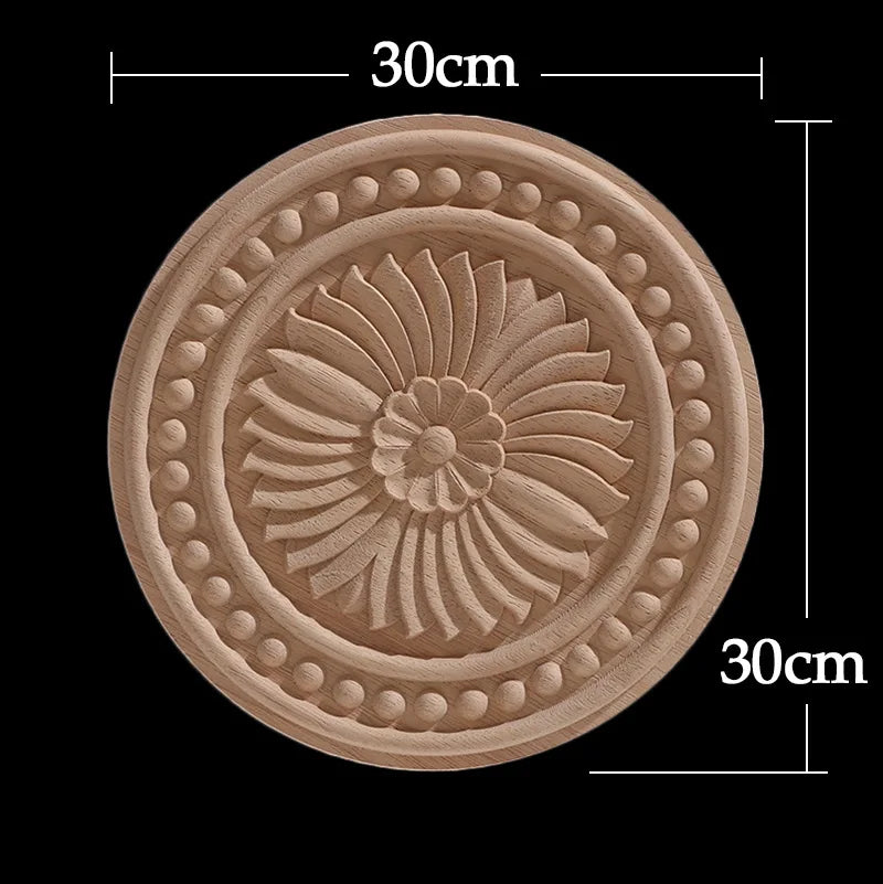 Wood Figurines Wood Frame Wood Applique Onlay Wood Decal Classical Exquisite Antique Floral Leaves Wooden Home Decoration Walls