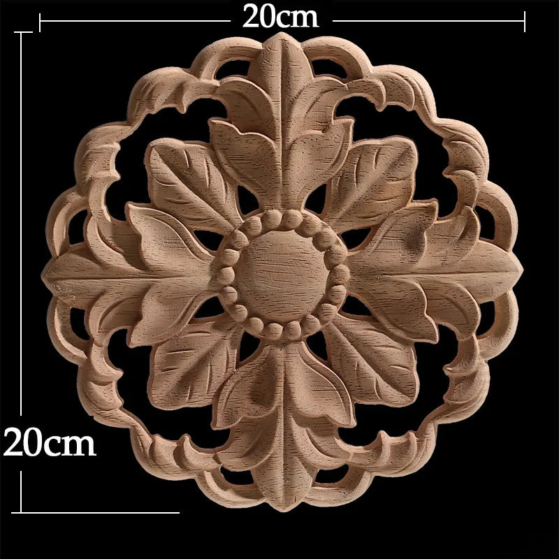 Wood Figurines Wood Frame Wood Applique Onlay Wood Decal Classical Exquisite Antique Floral Leaves Wooden Home Decoration Walls