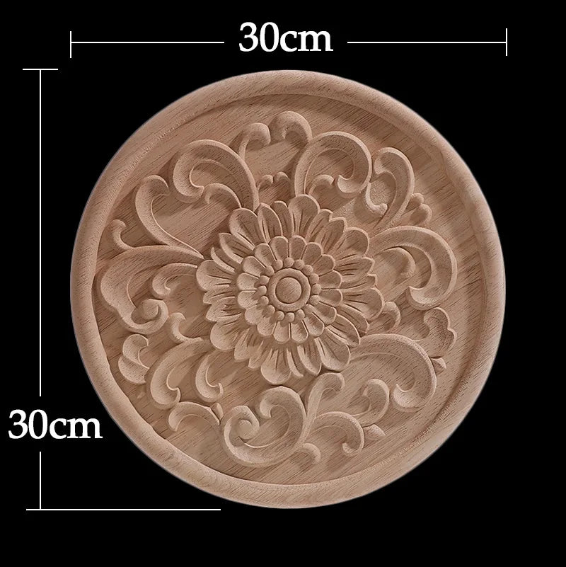 Wood Figurines Wood Frame Wood Applique Onlay Wood Decal Classical Exquisite Antique Floral Leaves Wooden Home Decoration Walls