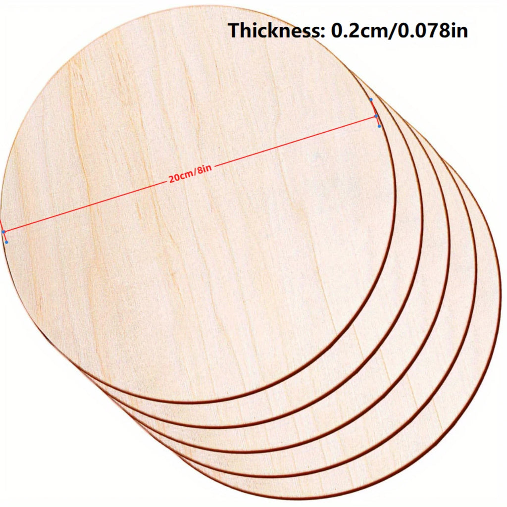 5Pcs 8in Round Wood Discs for Crafts Wood Circles Unfinished Wood Rounds Plaque for Door Hanger, Design, Wood Burning