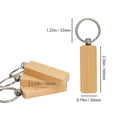 20 Pcs Rectangular Wood Keychain Blanks Wood Keychain Blanks Pendant Natural Wood Keychains