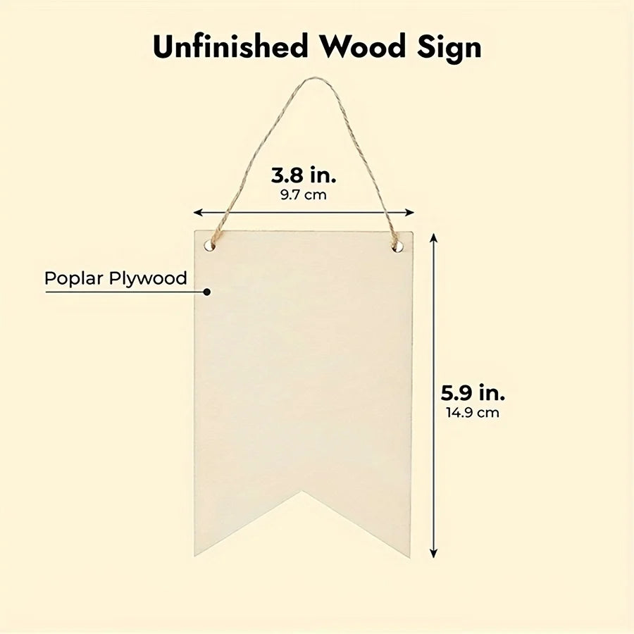 10pcs Flag Wood Pendant Wood Plates for Crafts Unfinished Wood Sign Hanging Wood Plate Wooden Boards for Crafts