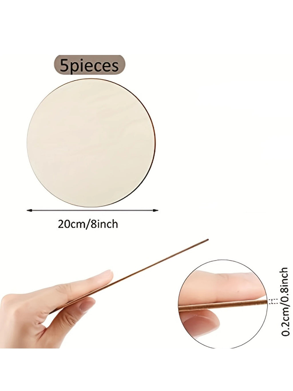 5Pcs 8in Round Wood Discs for Crafts Wood Circles Unfinished Wood Rounds Plaque for Door Hanger, Design, Wood Burning