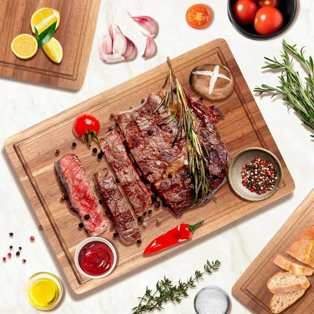 Wood Cutting Boards Wooden Charcuterie Board Double Sided Meat Vegetables Boards Pizza Bread Serving Board Kitchen Accessories