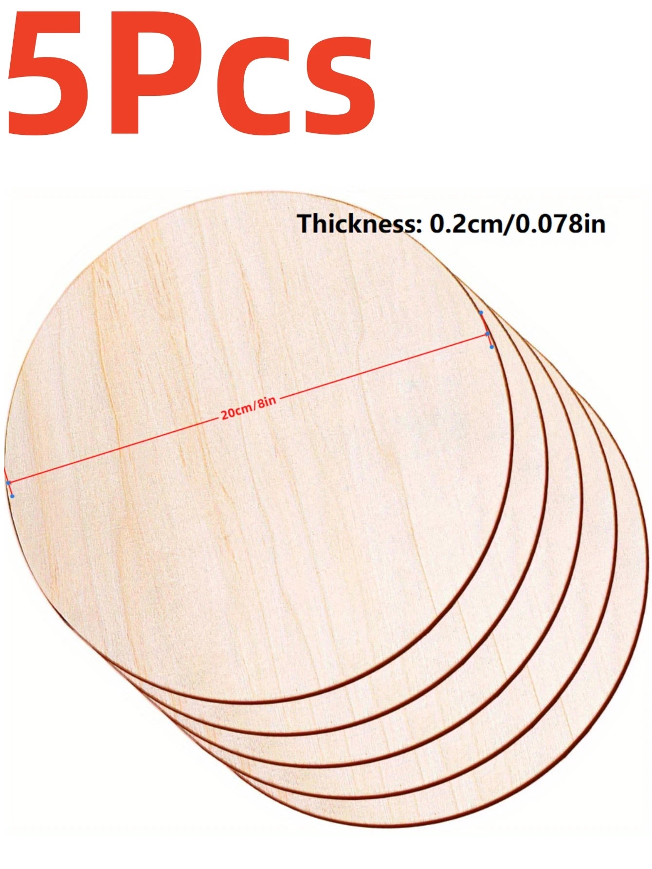 5Pcs 8in Round Wood Discs for Crafts Wood Circles Unfinished Wood Rounds Plaque for Door Hanger, Design, Wood Burning